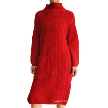Fashion Winter turtleneck pullover knitted jumpers woman sweater dress knit dresses for women